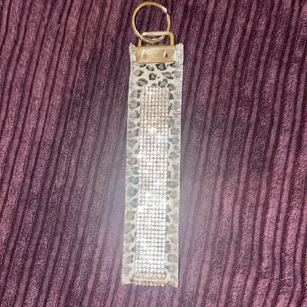 Frayed Rhinestone Wristlet Keychain